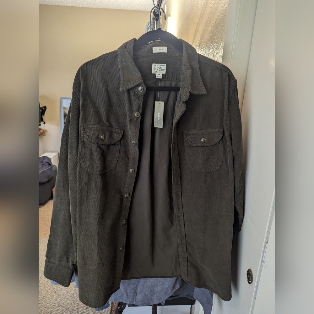 Jcrew corduroy shirt olive green